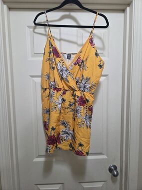 SHEIN Yellow Floral Cami Romper